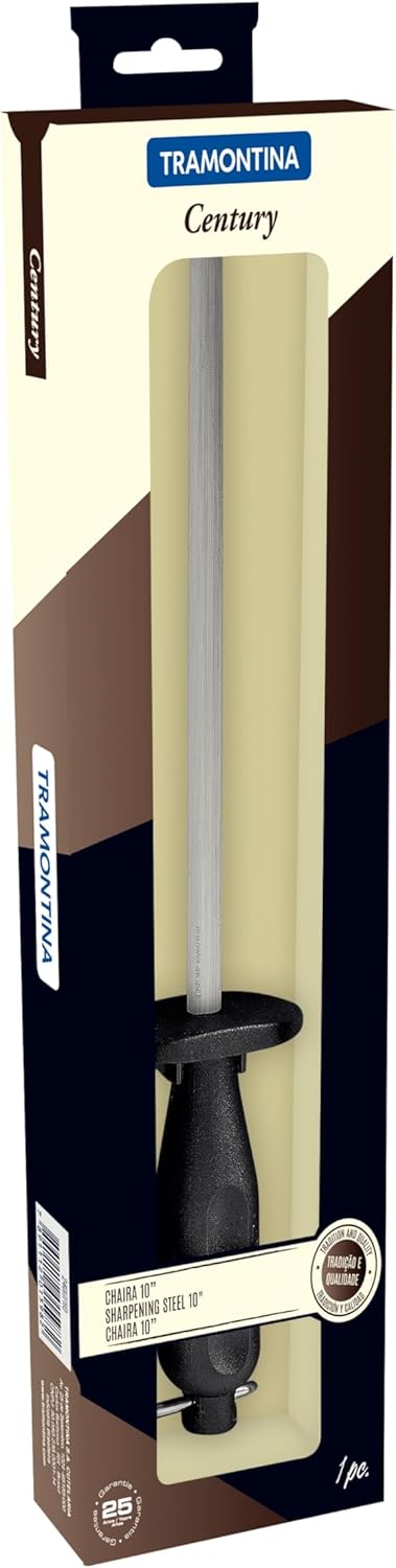 Tramontina Wetzstahl CENTURY, 25 cm, Edelstahl DIN 1.4110, schwarz, rostfrei, Edelstahl Wetzstahl 25