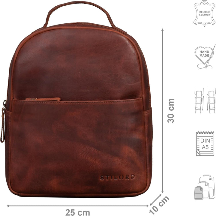 STILORD 'Kayla' Damen Rucksack Leder Elegant klein - Lederrucksack Rucksackhandtasche Vintage Daypac