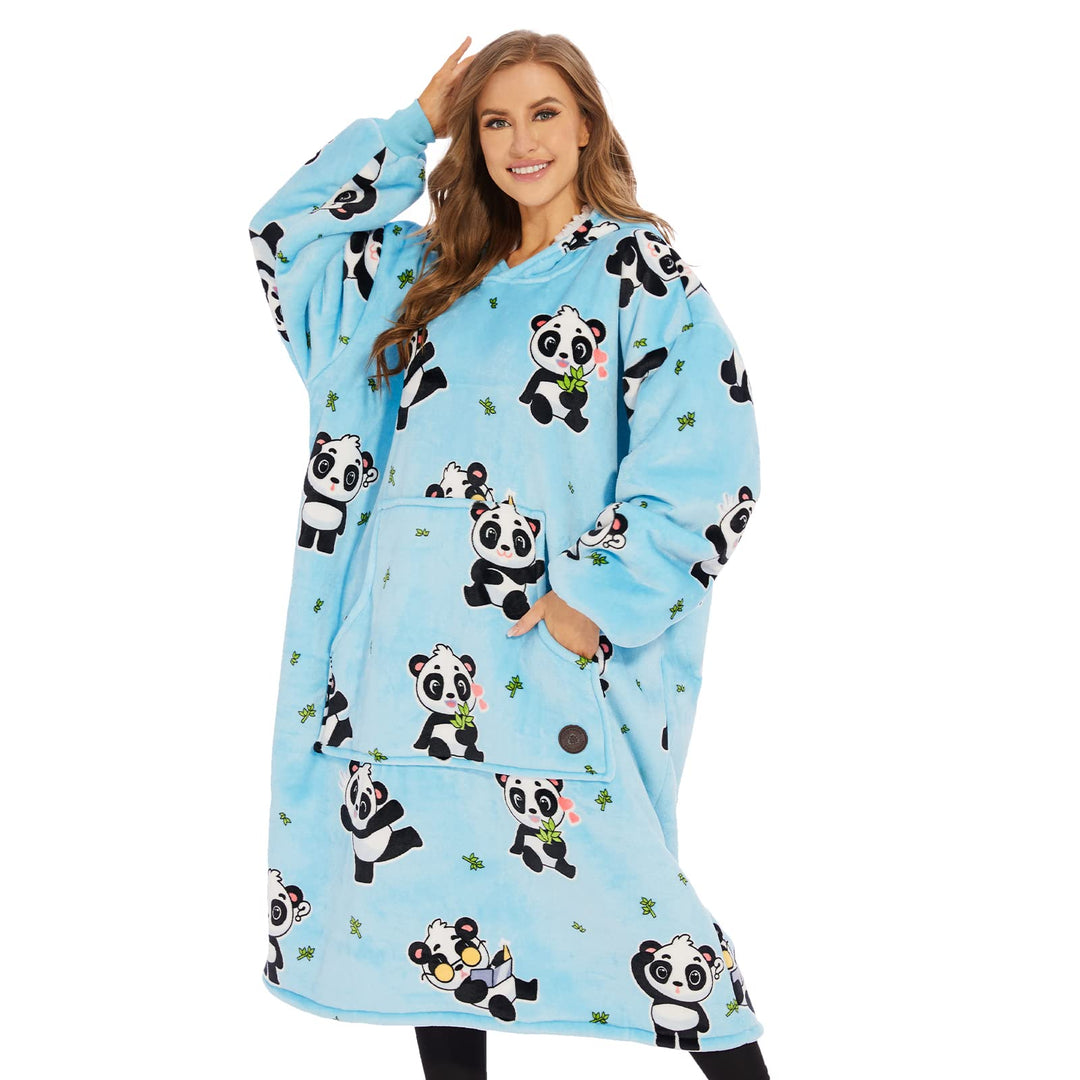 THREE POODLE Decken Hoodie Damen, Oversize Hoodie Decken Pullover Kuschelpullover für Damen Herren K