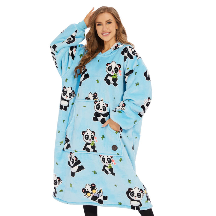 THREE POODLE Decken Hoodie Damen, Oversize Hoodie Decken Pullover Kuschelpullover für Damen Herren K
