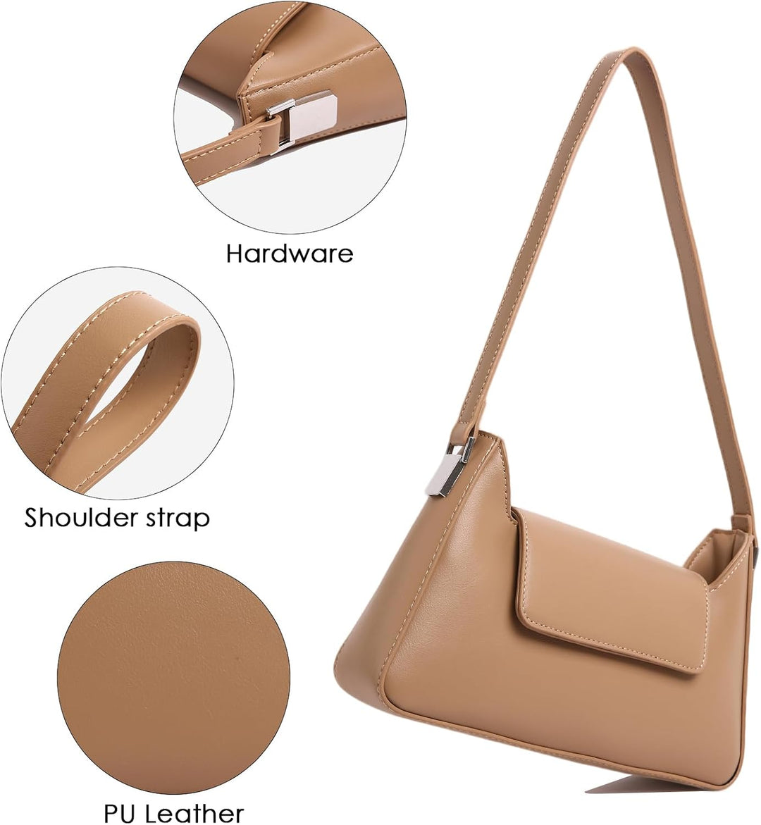 unisoul Elegante Kleine Damen Handtasche Hobo Bag Y2K Retro Schultertasche, PU Leder mit Reissversch