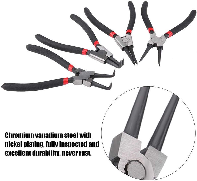 Sprengringzangen Set 4 teilig Sicherungsringzangen 180mm Sicherungsringzangen Werkzeug in Aufbewahru