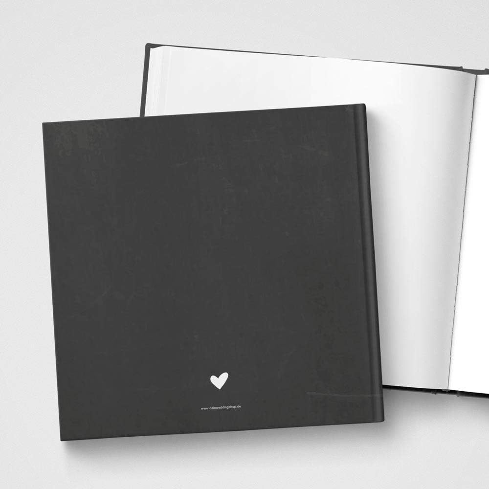 DeinWeddingshop Gästebuch zur Hochzeit mit Fragen - quadratisch - Hochzeitsgästebuch Hochzeitsalbum
