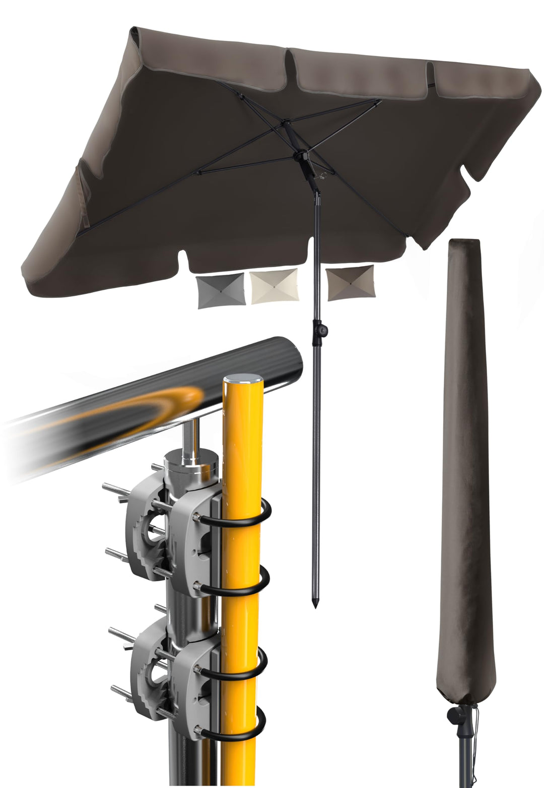 4smile Sonnenschirm Balkon SunnyShade, 200 x 125 cm, UPF 50+ Sonnenschirm rechteckig als Sonnenschut