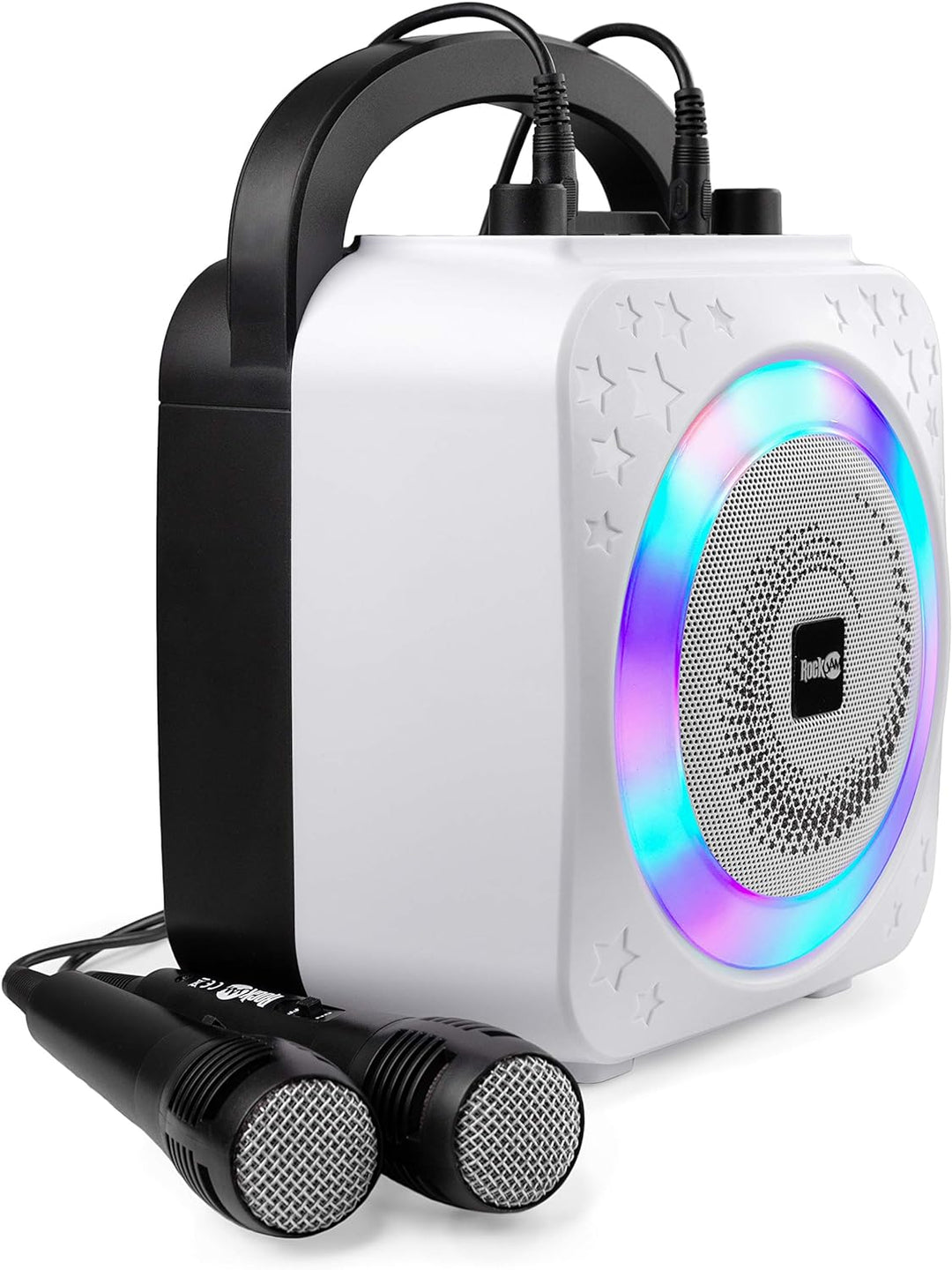 RockJam Ring Bluetooth Karaoke Machine with Two Mics Black Ring Light & Disco Light, Black Ring Ligh