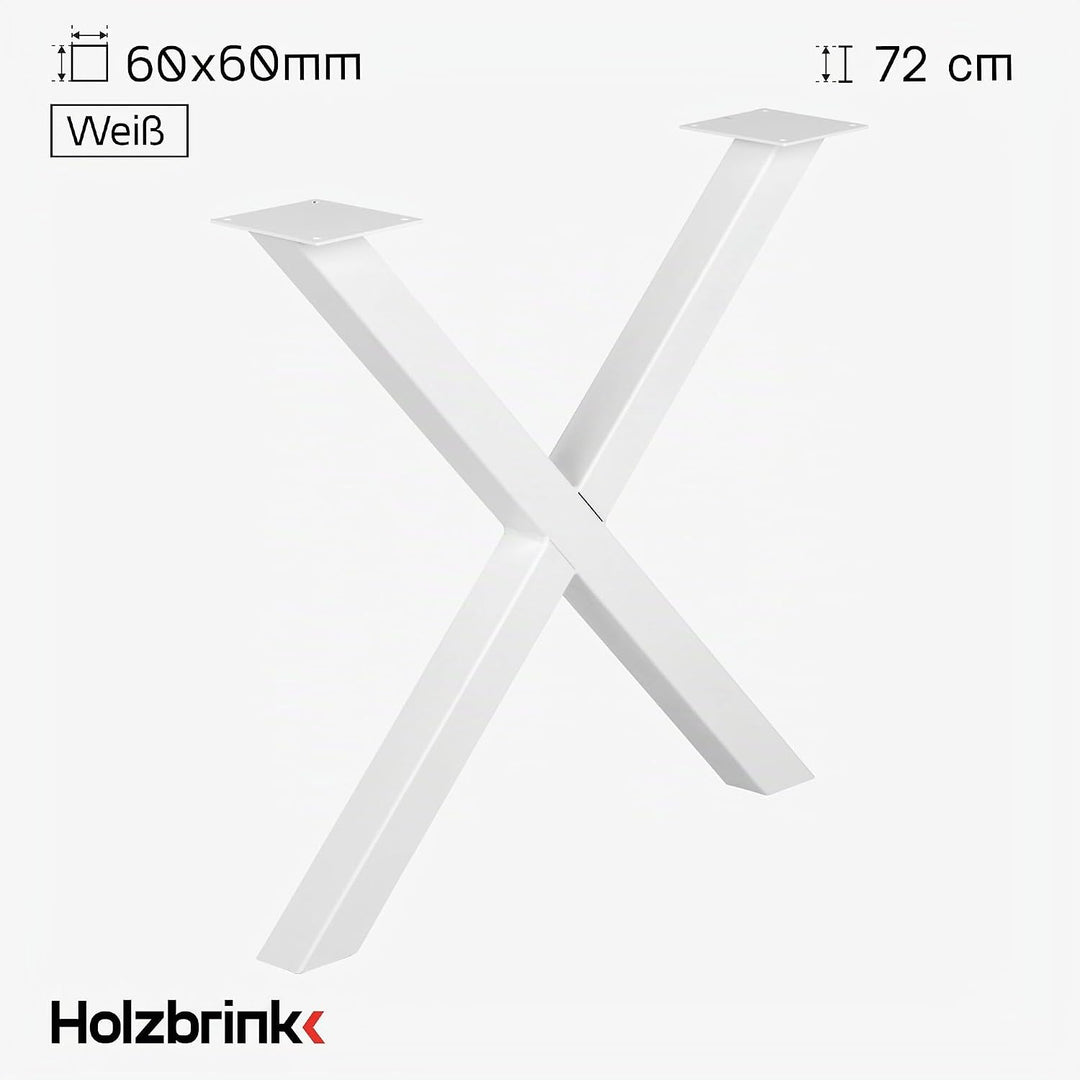 HOLZBRINK Tischbeine Metall Weiss X-Form | Design Tischkufen/Tischgestell für Couchtisch, Esstisch,