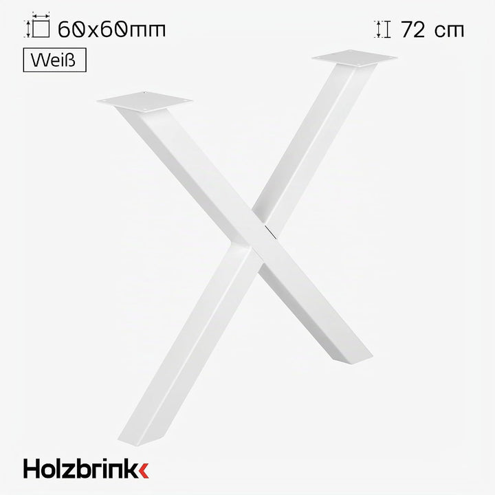 HOLZBRINK Tischbeine Metall Weiss X-Form | Design Tischkufen/Tischgestell für Couchtisch, Esstisch,