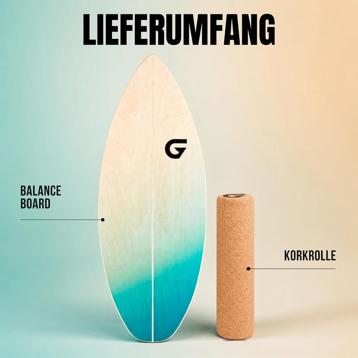 Glory Boards® Balance Board – Handmade - 100% Birkenholz - Inklusive Korkrolle - Optimal für Gleichg