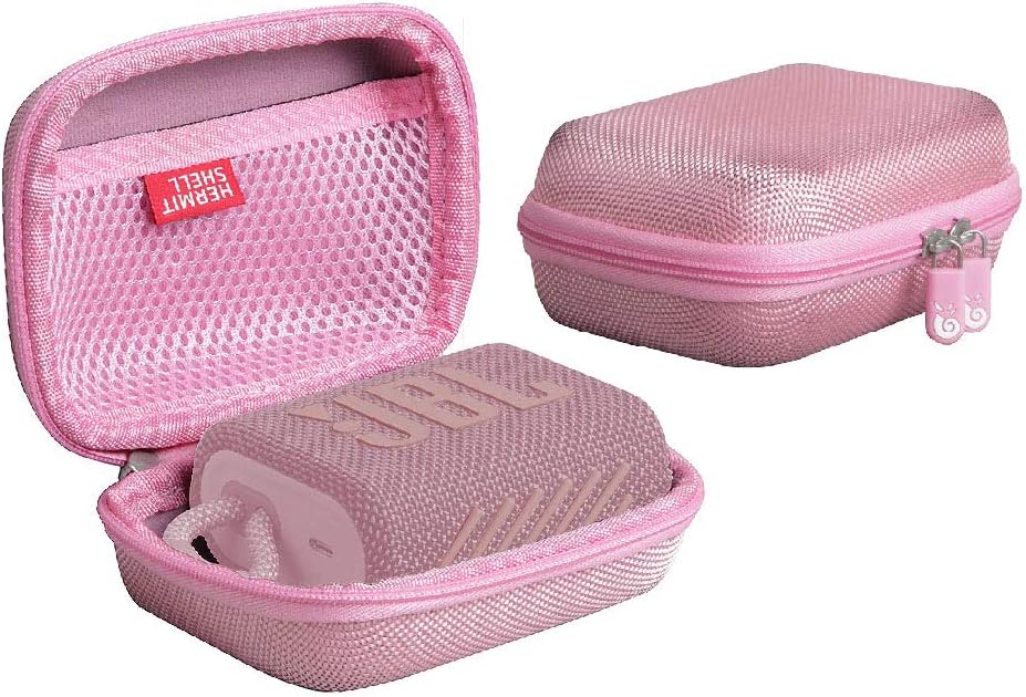 Hermitshell Hartschalen-Reiseetui für JBL Go 4 / JBL GO 3 Wasserfester, tragbarer Lautsprecher (Rosa