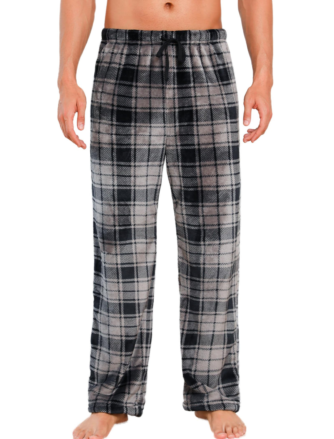 ENJOYNIGHT Schlafanzughose Herren Lang Fleece Pyjamahose Plüsch Freizeithose Warm Haushose mit Korde