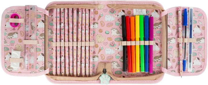 Ragusa-Trade Katze Kätzchen, Federtasche Federmappe, 24 TLG. gefüllt für Kinder Jungen Mädchen, rosa