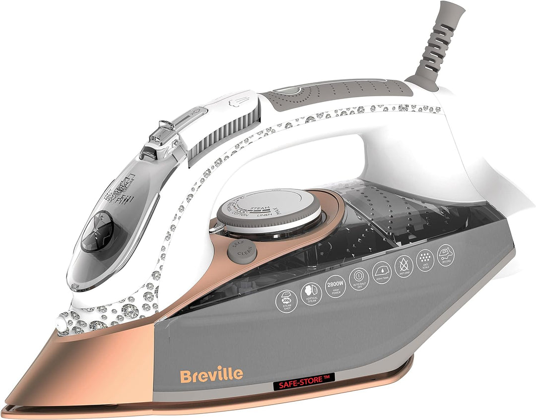 Breville Dampfbügeleisen DiamondXpress | 2800 W | multidirektionale Diamant-Keramiksohle | 400 ml gr