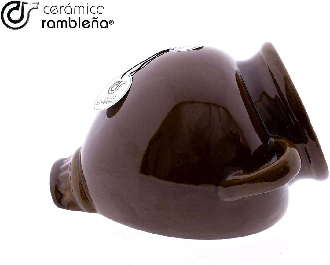 CERÁMICA RAMBLEÑA | Hängetöpfe | Hängetöpfe aus Ton | Cognac Wandtopf - Modell D60 | 15x17x12 cm
