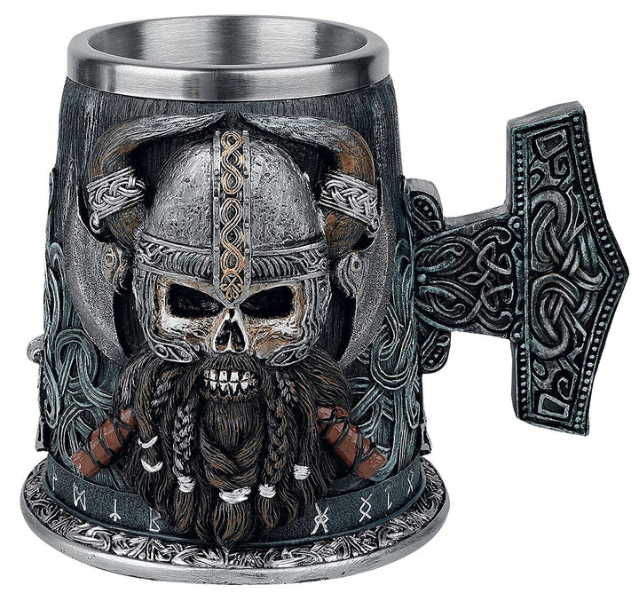 Nemesis Now Danegeld Edelstahl Becher 18 cm, Schwarz 1 Stück (1er Pack) Grau, 1 Stück (1er Pack) Gra