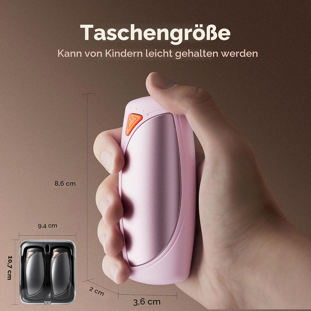 COTOP Handwärmer Elektrisch, 2er Set Taschenwärmer Wiederverwendbar mit Ladecase, 14.000 mAh Akku Au