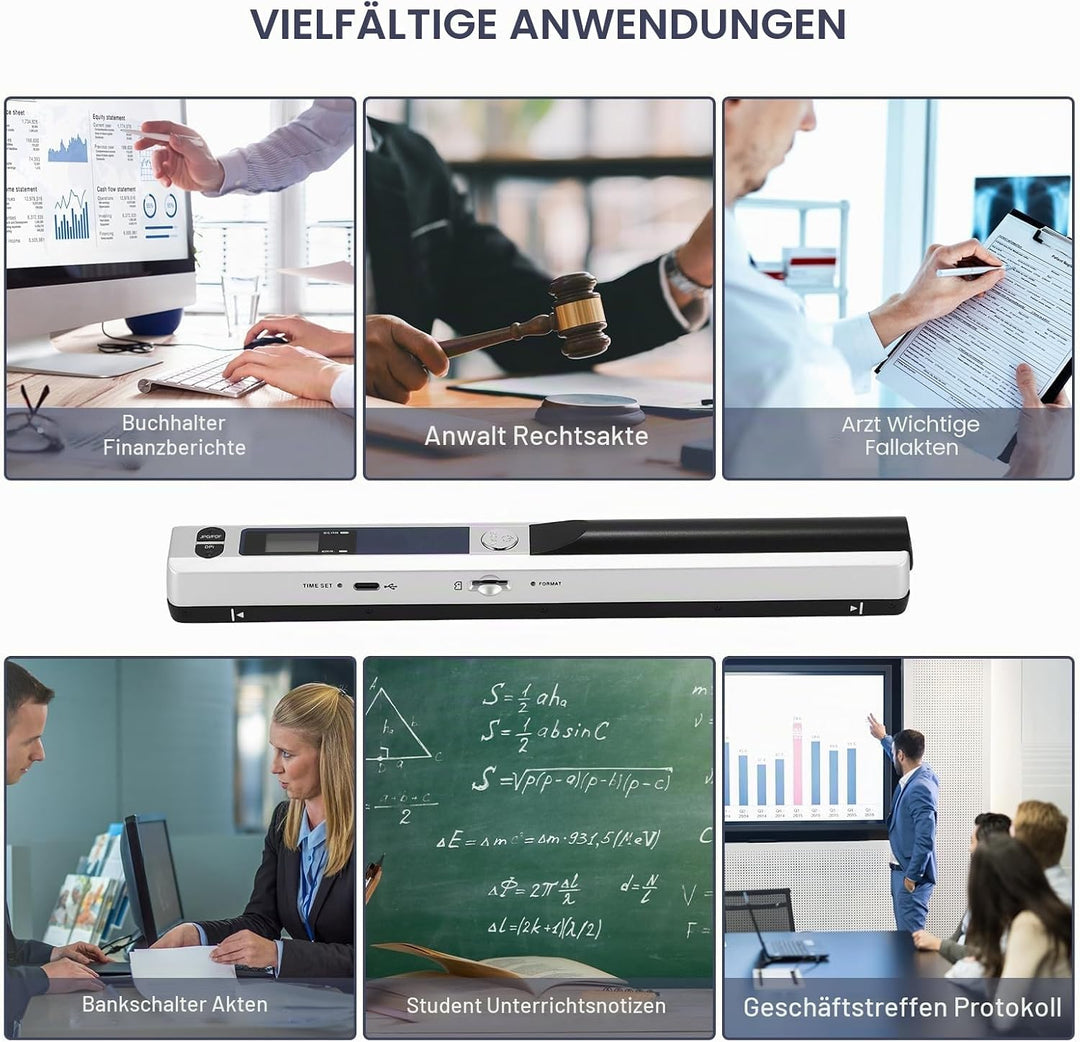 Tragbarer Dokumentenscanner, Mini-Fotoscanner, 900 DPI, Farbscanner, A4, hohe Geschwindigkeit, tragb