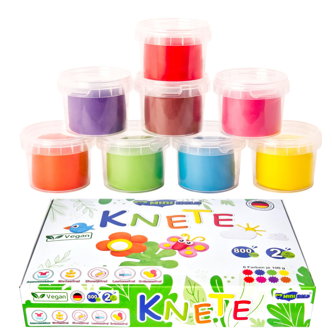 Knete 8 verschiedenen Farben 800g Spielknete Kleinkinderknete ab 2 Jahre XXL Set Weich glutenfrei Ki
