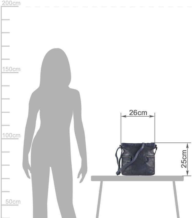 Bear Design Tasche Leder Schultertasche klein 26x25cm blau