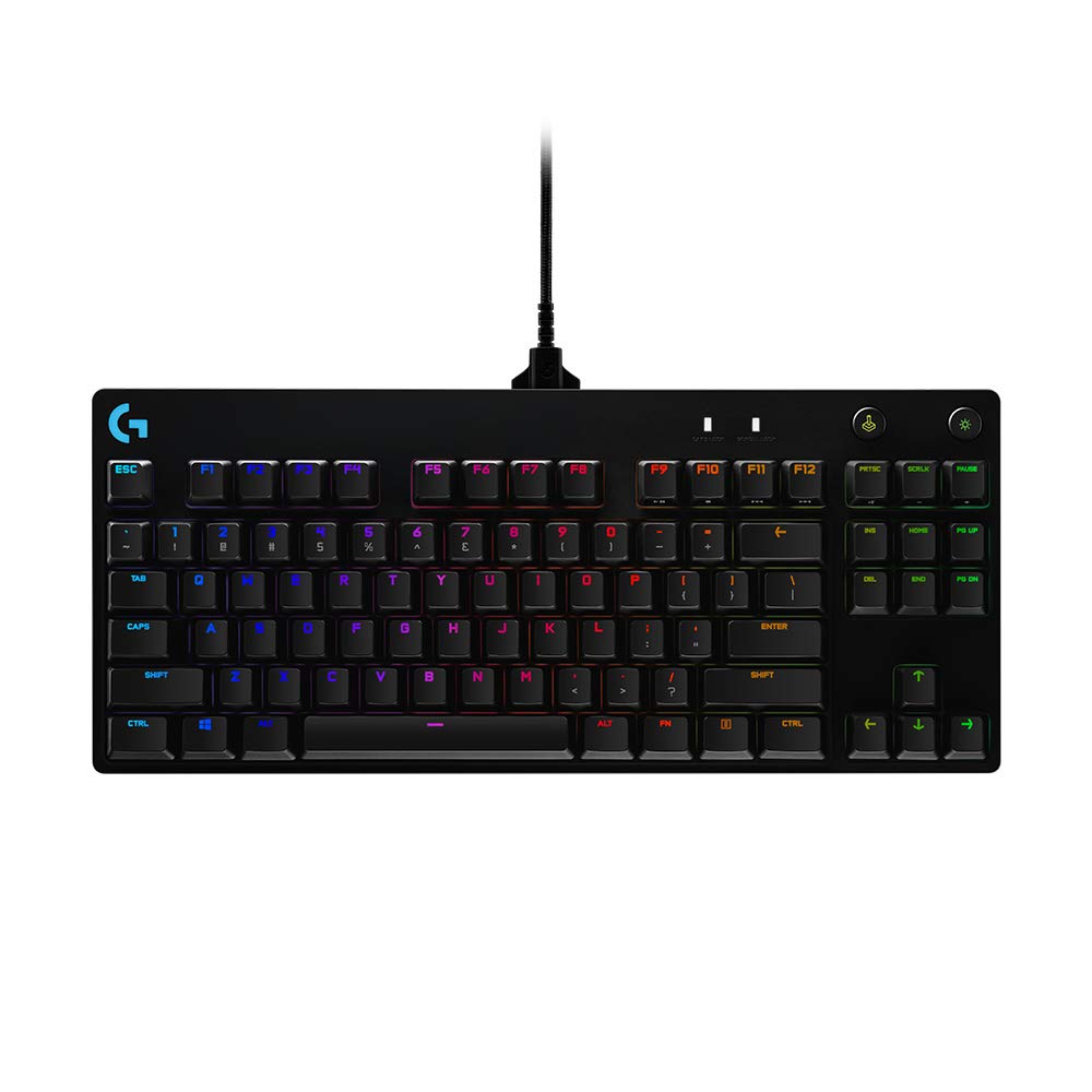Logitech G PRO TKL mechanische Gaming-Tastatur, GX-Blue Clicky Switches, LIGHTSYNC RGB, Design ohne