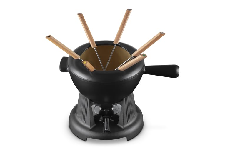 LE CREUSET Savoiarda Fondue aus verglastem Gusseisen, mattschwarz