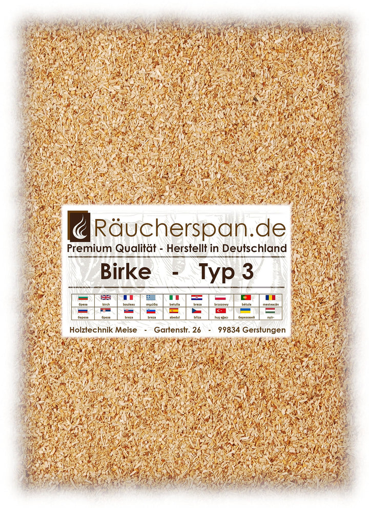 Räucherspäne Räuchermehl Birke 2kg Birkenholz Typ 3 mittelfein 0,3-1mm für Sparbrand geeignet 2.0 Ki