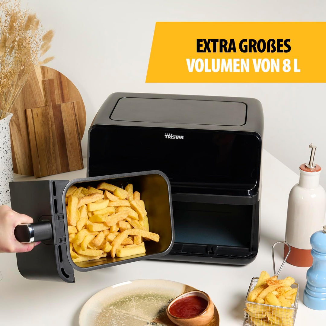 Tristar digitale Heissluftfritteuse mit Doppelkorb - 2 x 4 L Fassungsvermögen - 2700 W - 8 Programme
