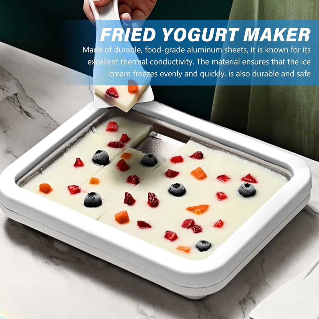 Eisplatte zum Eis Machen, Rolled Ice Cream Maker mit 2 Spateln, Eisplatte Eis Rolls mit Reinigungsbü