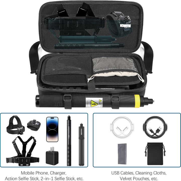 AMAZEAR Tragetasche für Insta360 X5 / X4 Air Koffer,Kompatibel mit 3m 9.8ft Extended Edition Selfie