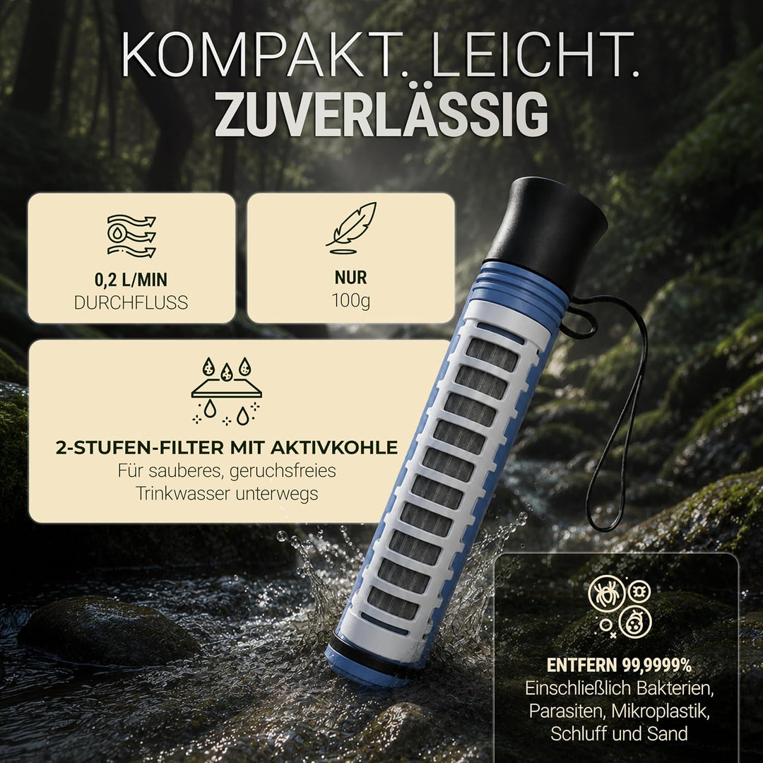 Bachgold Straw Wasserfilter Outdoor Survival – Ultraleichte Prepper Ausrüstung Liefert bis zu 500L F