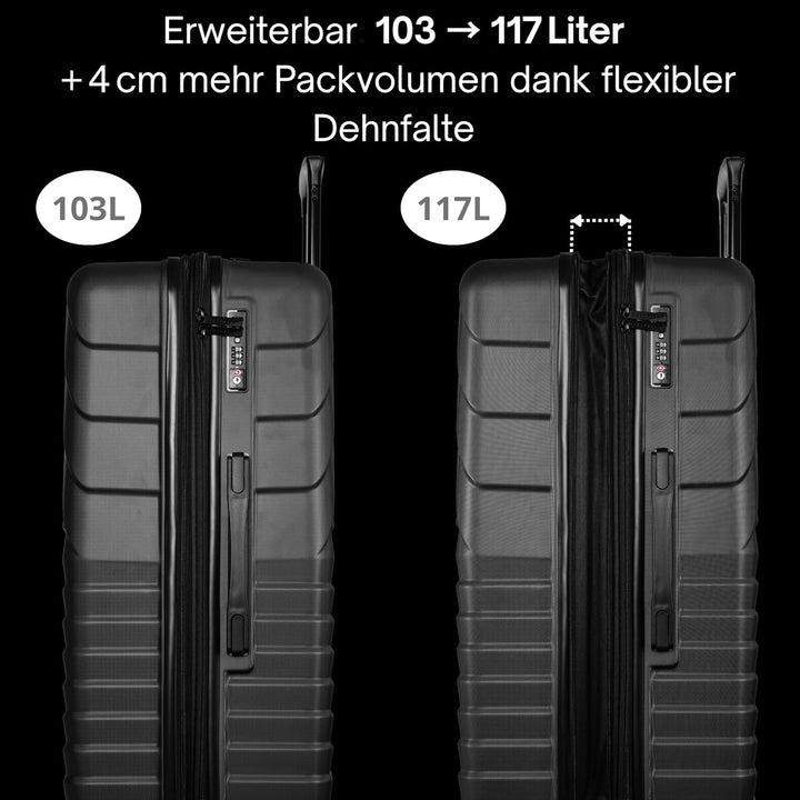 Cocoono Koffer Set 2 Teilig 77cm & Handgepäck Koffer 55x40x20cm in einem Set, Sehr robuste Reisekoff