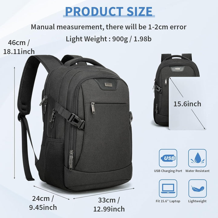 VINBAGGE Wasserdicht Anti Diebstahl Rucksack 15,6 Zoll Laptop Rucksack Herren Schulrucksack Grosser