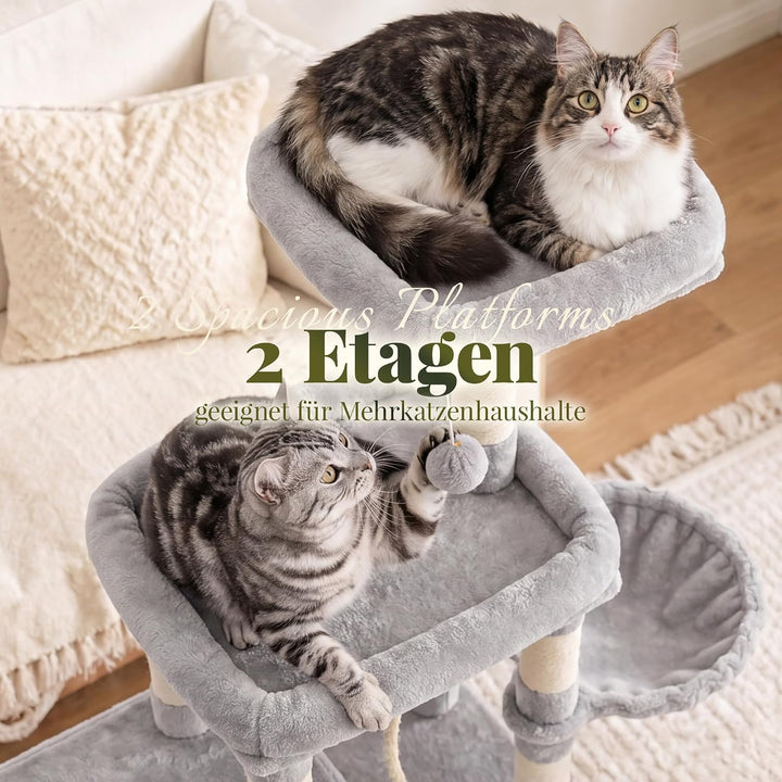 Hey-brother Kratzbaum für Kätzchen, stufenförmigem Klettergang, MPJ061W | 130 cm stabil Katzenbaum m