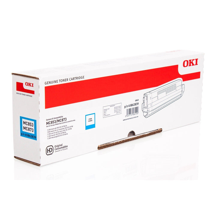 Oki Original 45862839 /, für MC 873 DNC Premium Drucker-Kartusche, Cyan, 7300 Seiten