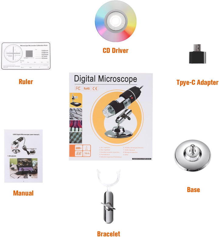 USB Digital Mikroskop, Bysameyee Handheld 40X-1000X Vergrösserung Endoskop, 8 LED Mini Videokamera f