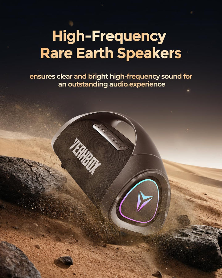 YEAHBOX Sonic Boom Max 300W Bluetooth Lautsprecher mit Massivem Bass, IPX67 Wasserdichter Tragbarer