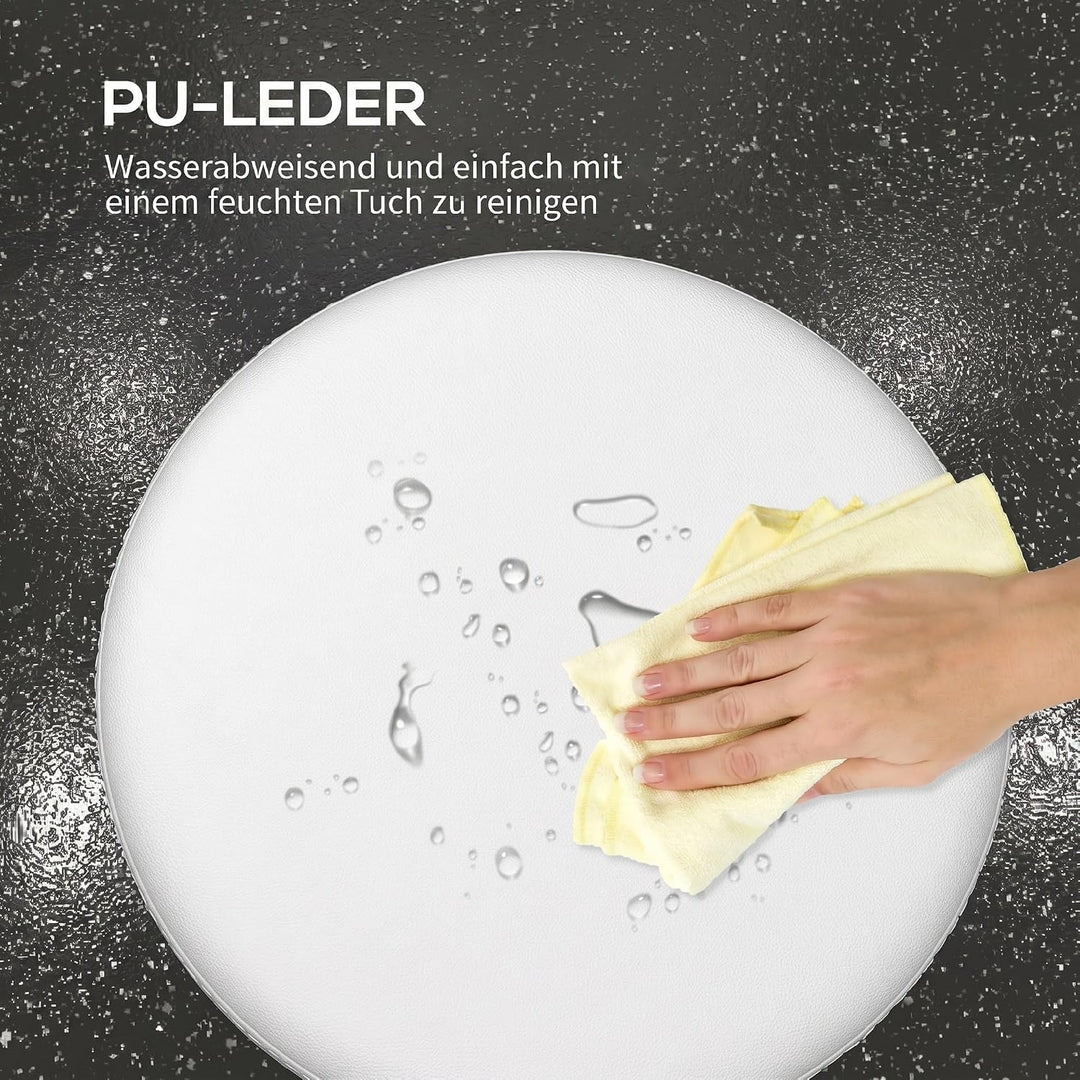 Vinsetto Rollhocker Höhenverstellbar mit Fussring Weiss Ø42 x 50-64 cm | Arbeitshocker, Drehbarer Sa