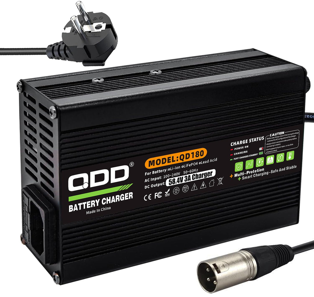 58,4 V 3 A LiFePO4-Batterieladegerät, XLR-Ausgangsstecker, verwendet für 16S 48 V 51,2 V LiFePO4-Bat