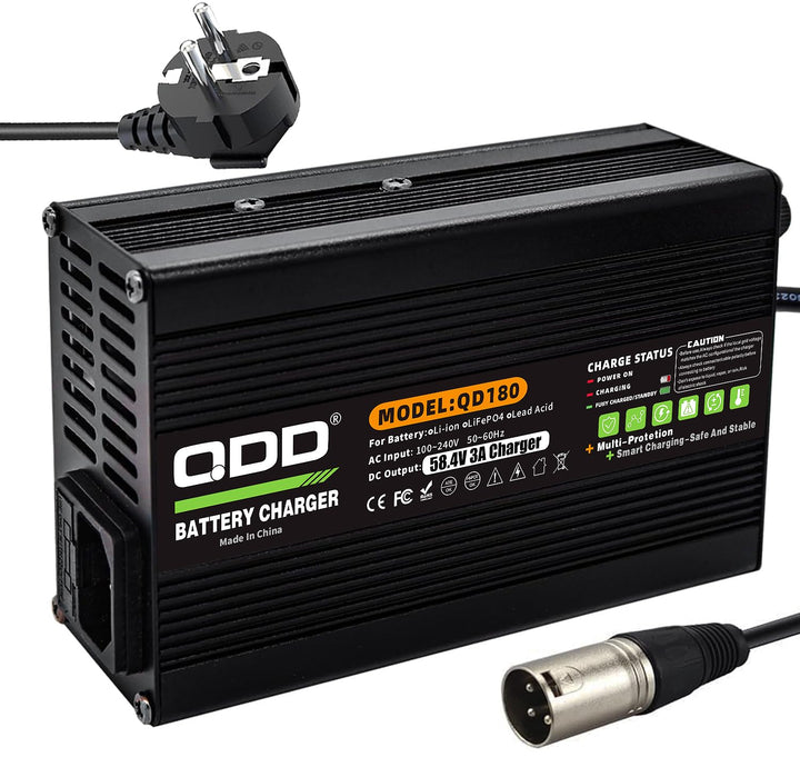 58,4 V 3 A LiFePO4-Batterieladegerät, XLR-Ausgangsstecker, verwendet für 16S 48 V 51,2 V LiFePO4-Bat