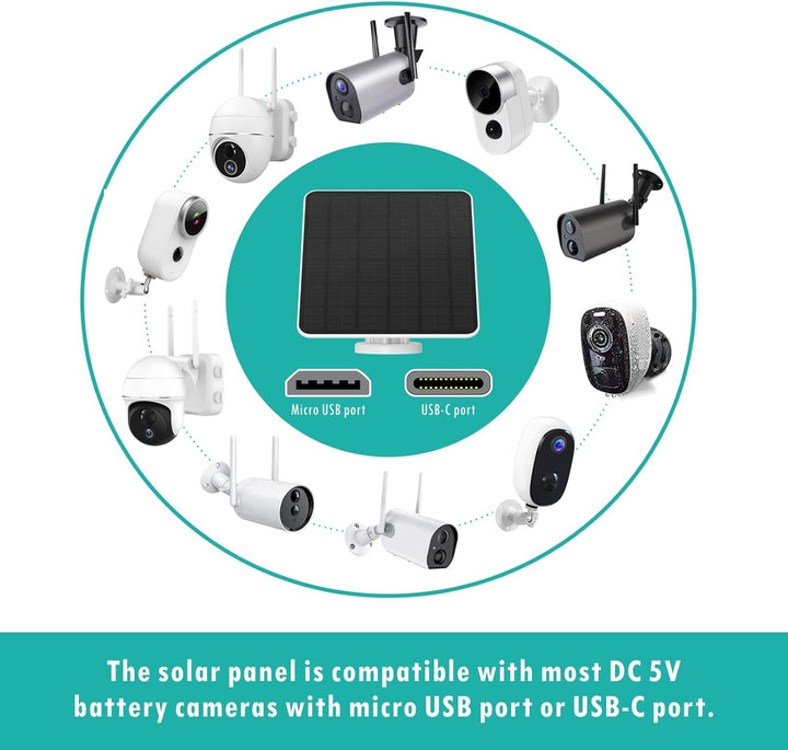 6W Solarpanel für Akku Überwachungskamera Aussen, 5V Solarpanel-Ladegerät für Wiederaufladbare Kamer