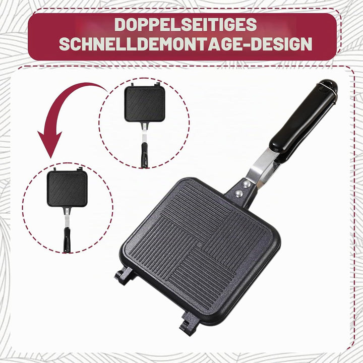 GOEDCH Aluminium Doppelseitige Bratpfanne: Hot Sandwich Maker Pan, Toastpfanne mit Hitzebeständigem