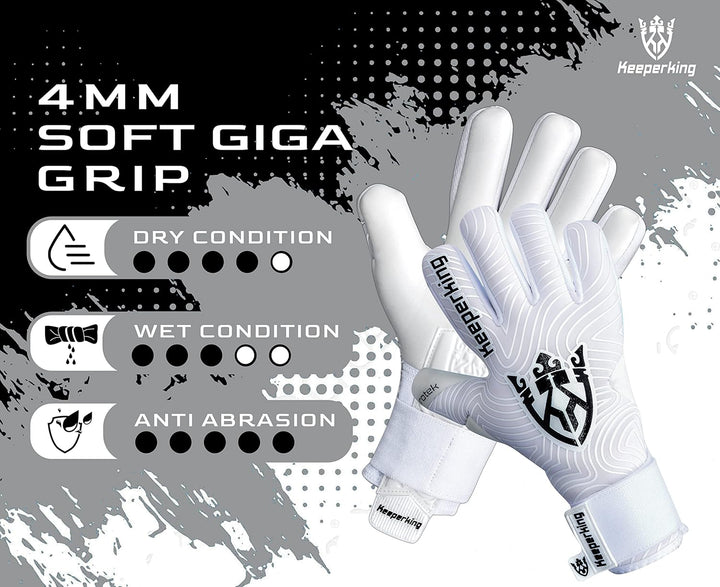 Keeperking Torwarthandschuhe für Erwachsene Fussballhandschuhe Herren Innennaht Profi Premier Grip 4