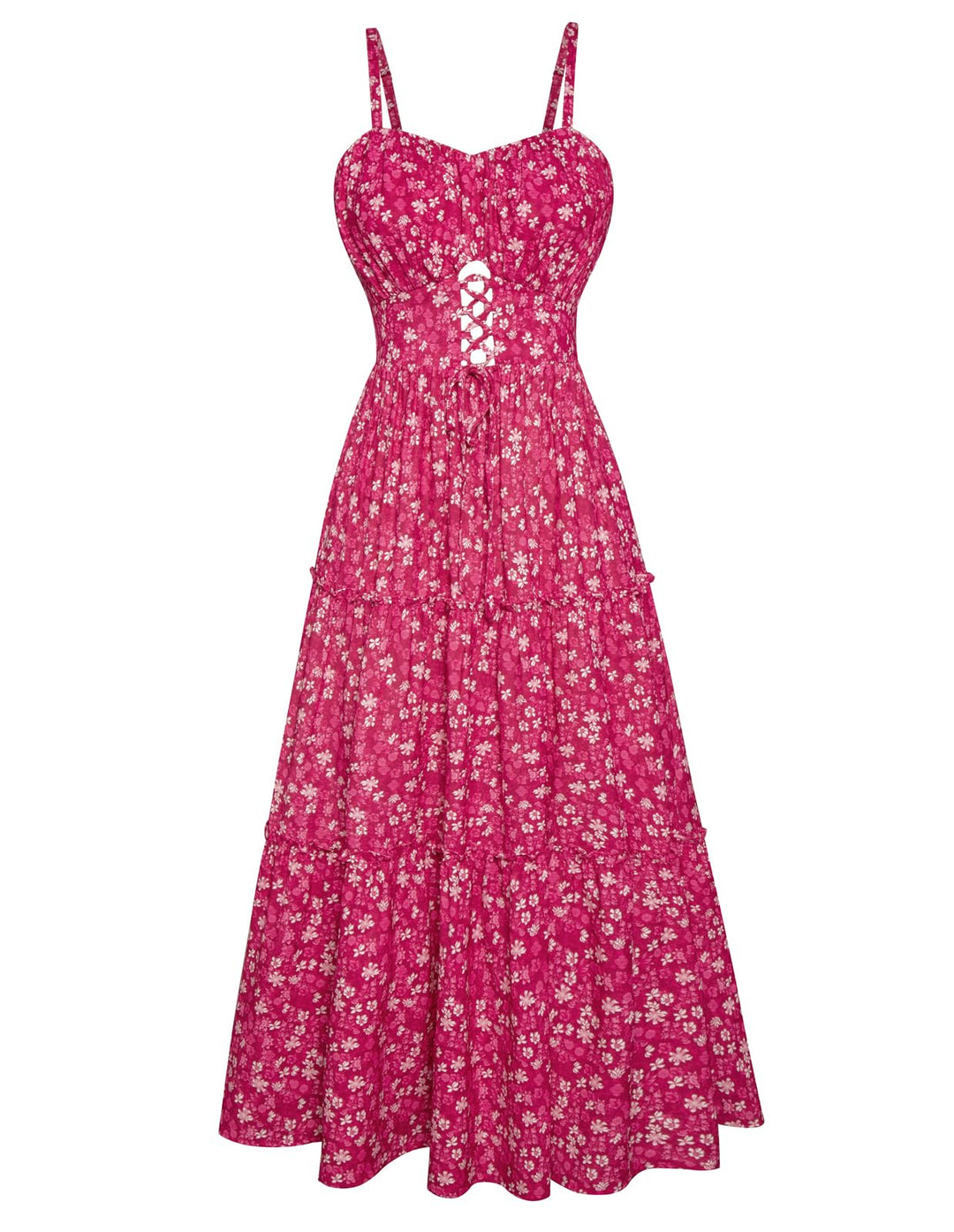 GRACE KARIN Damen Sommerkleid A-Linie Blumenkleid Casual Strandkleid Trägerkleid Midi Boho Kleid Fre