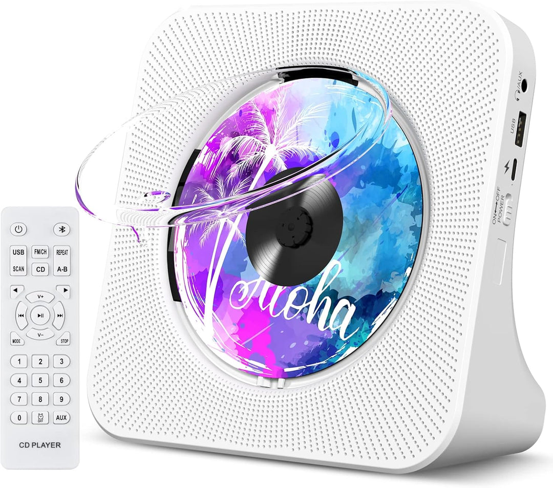 Tragbarer CD-Player mit Bluetooth, Gueray Desktop für zu Hause, Eingebaute Doppelte HiFi-Lautspreche