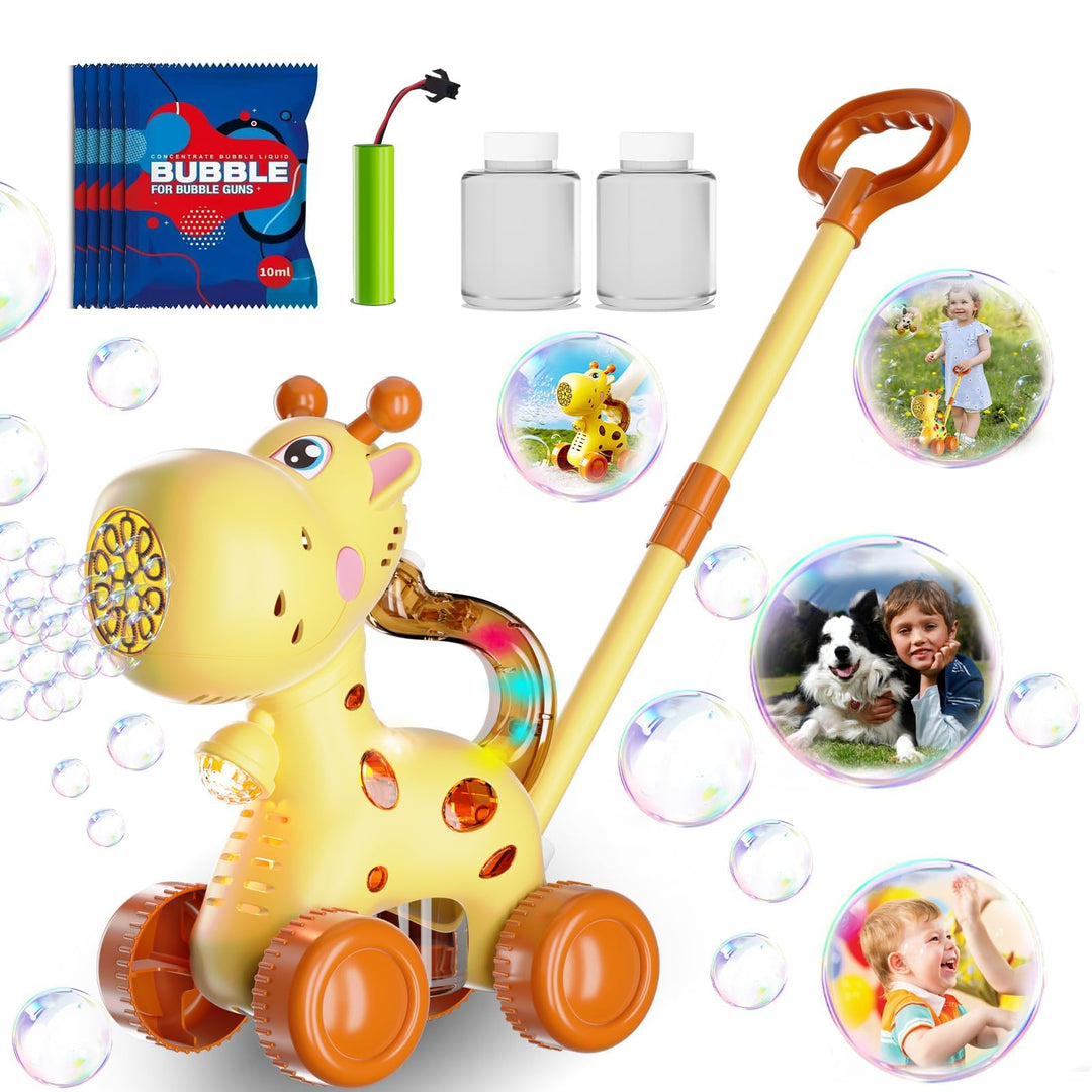 TOY PLAYER Giraffen-Bläschen-Rasenmäher für Kleinkinder, automatische Blasenmaschine für Kinder, Som
