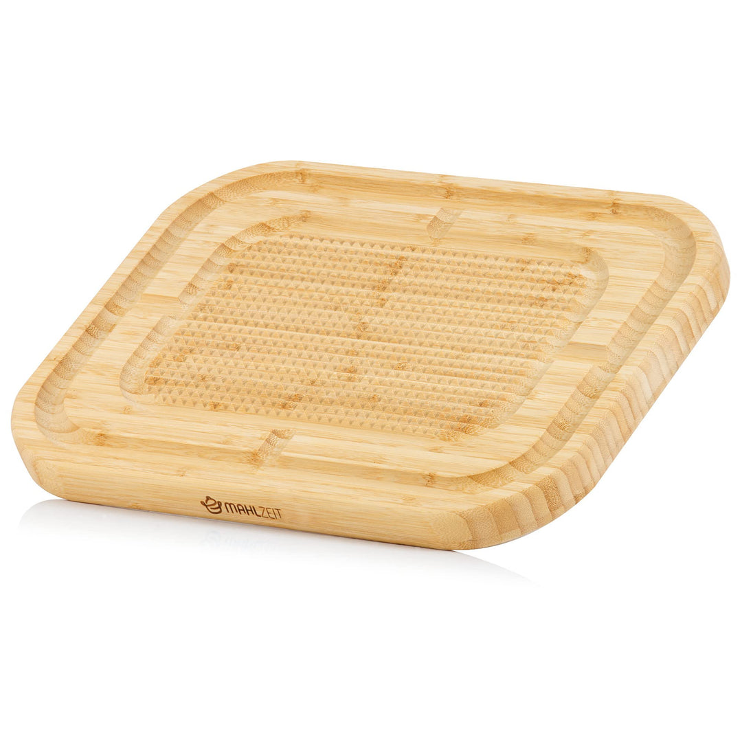Mahlzeit Bambus Schneidebrett mit rutschfester Schneidefläche 40 x 30 x 3 cm | Schneidebrett Holz mi