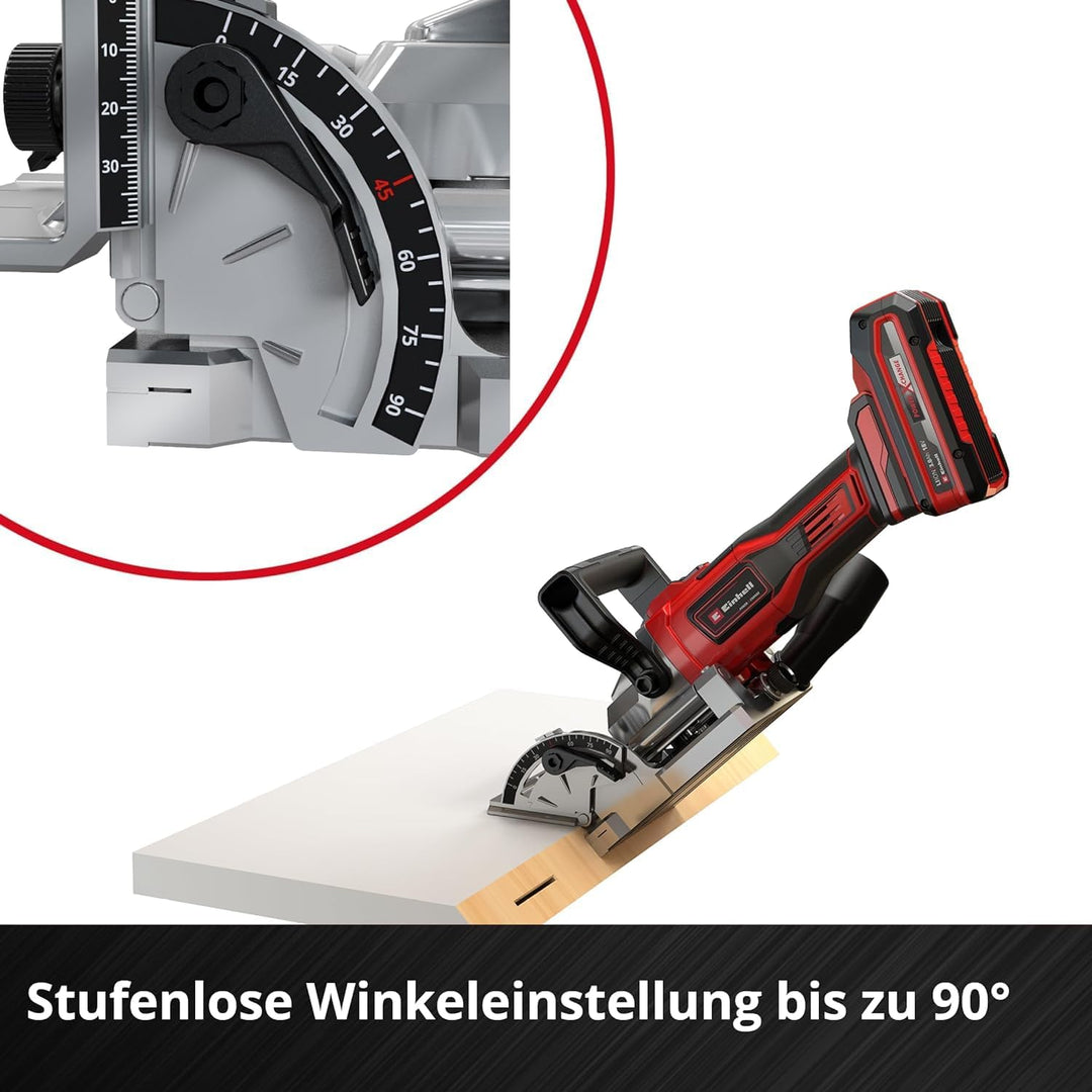 Einhell Akku-Flachdübelfräse TE-BJ 18 Li-Solo Power X-Change (18 V, Li-Ion, stufenlose Winkel-/Höhen