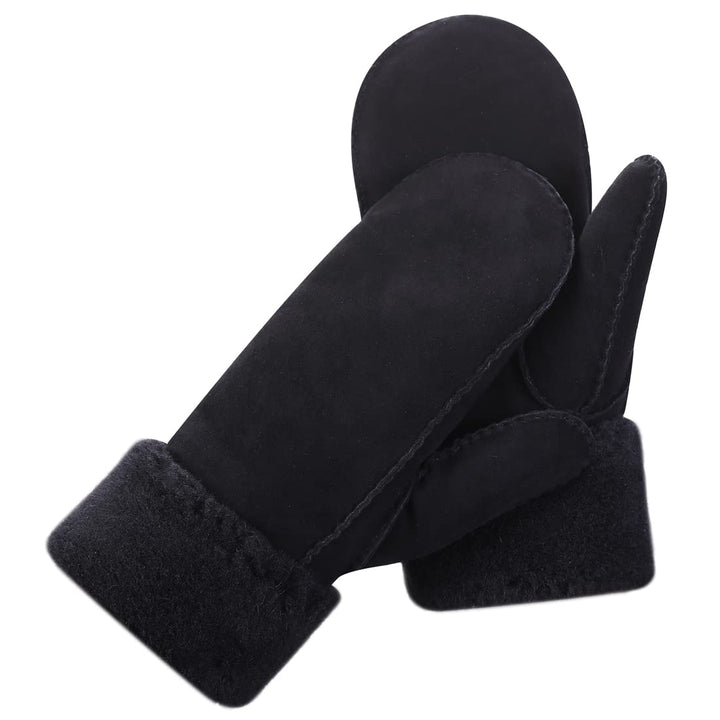 Harssidanzar Damen Fäustlinge,Winter Schaffell Lammfell beheizte warme pelzige Stulpenhandschuhe Led