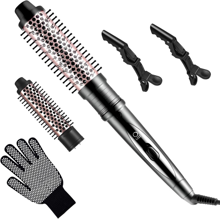 Thermal Brush Warmluftbürste Haarstyling Lockenbürste, 38/32mm 2 en 1 Thermobürste Rundbürste set, 2