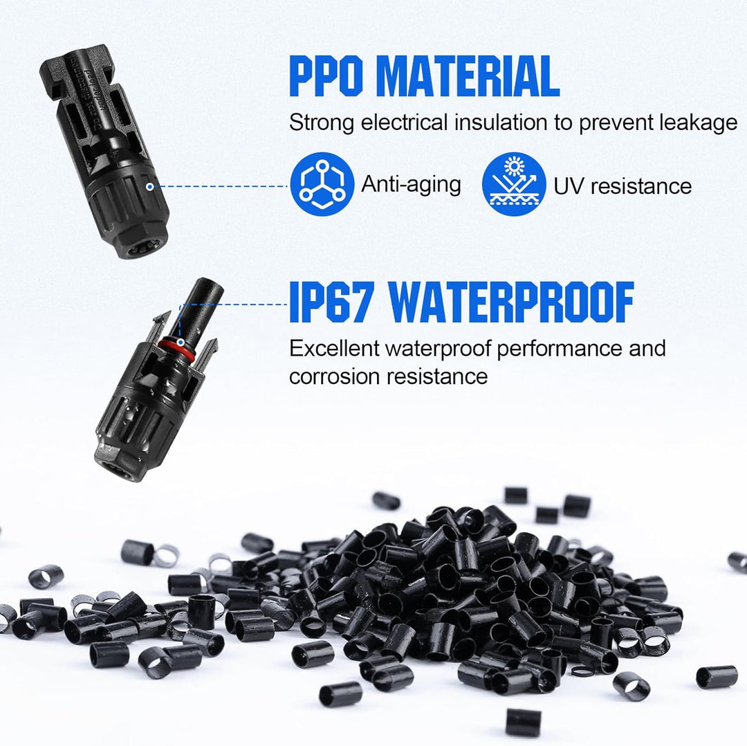 ECO-WORTHY Solar Stecker Crimpzange Set für 2,5/4/6mm² Solarpanel Solarkabel, 10 Paar Solarstecker +