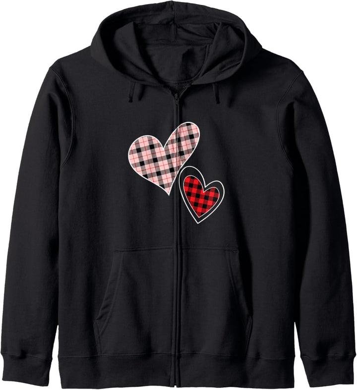 Plaid Herzen niedlich für Frauen Mädchen Valentinstag Kapuzenjacke